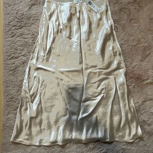 Babaton Cream Midi Slip Skirt with Tie Front